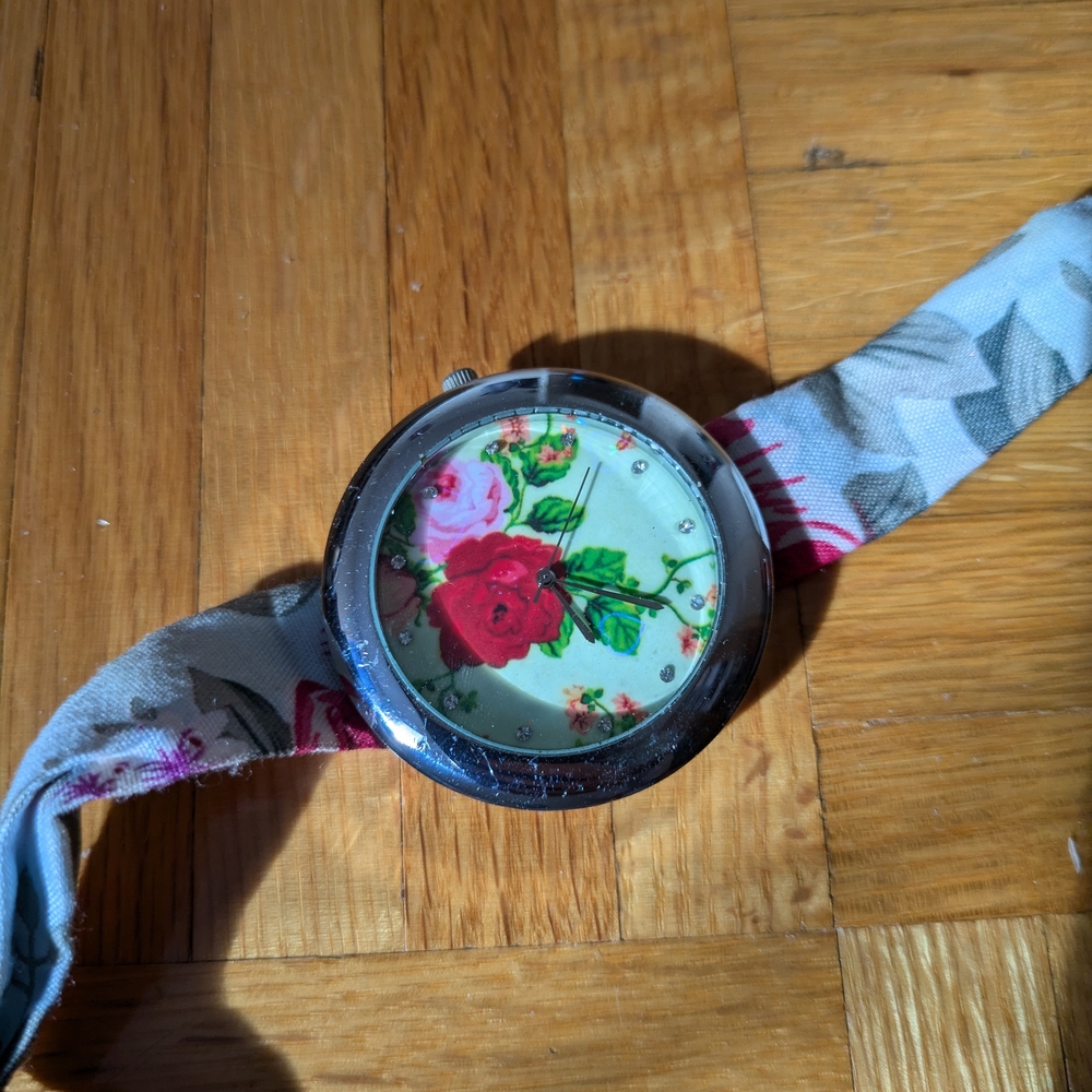 Floral Women's Watch with Silver Accents
